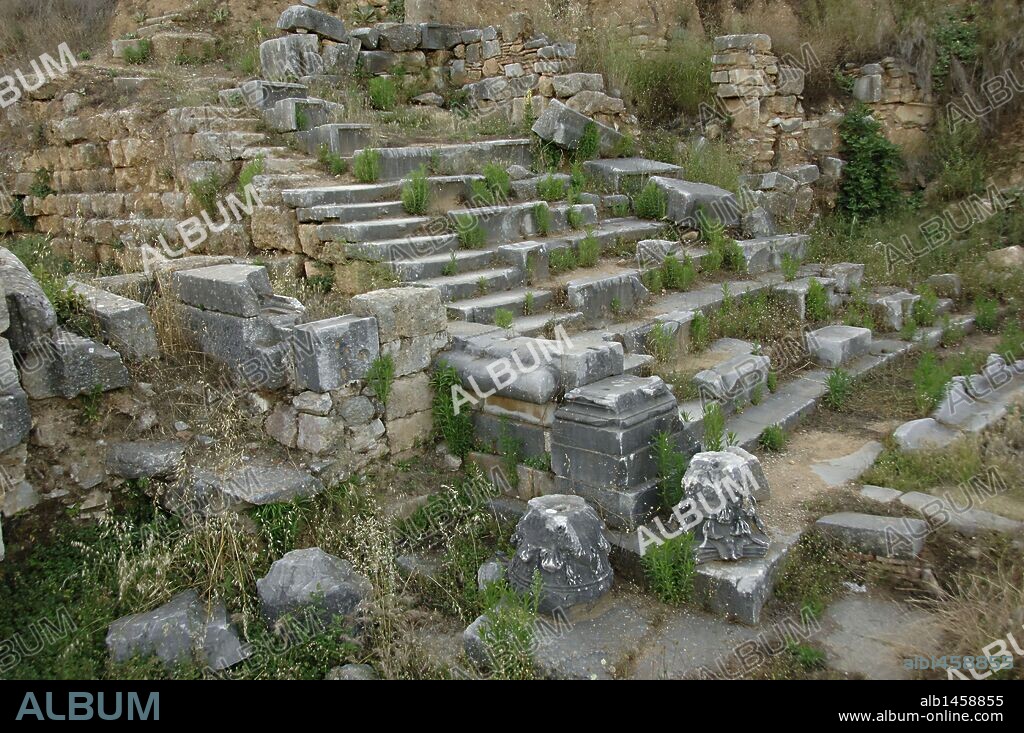ARTE ROMANO. GRECIA. ACROPOLIS DE ESPARTA. Vista de las ruinas del TEATRO. ESPARTA. Provincia de Lakonía. Región del Peloponeso.
