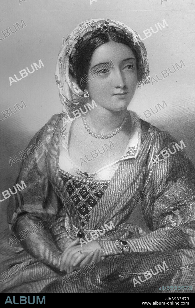 Eleanor of Castile (1244-1290), queen consort of King Edward I, 1851. From Biographical Sketches of the Queens of Great Britain, from the Norman Conquest to the Reign of Victoria, or Royal Book of Beauty, edited by Mary Howitt, Henry G Bohn, London, 1851.
