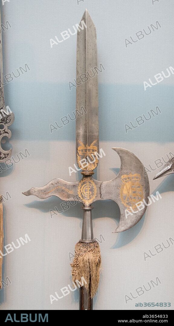Halberd of the Swiss Guard of Johann Georg II of Saxony (reigned 1656-80). Culture: German. Dimensions: L. 87 in. (220.98 cm). Date: dated 1680.
This staff weapon was carried by the bodyguards of the Prince-Electors of Saxony.