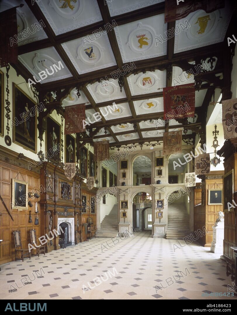 Interior of the Great Hall, Audley End House, Saffron Walden, Essex, c1980-c2017. The house was constructed in the early 17th century and is one of the most significant Jacobean houses in England.