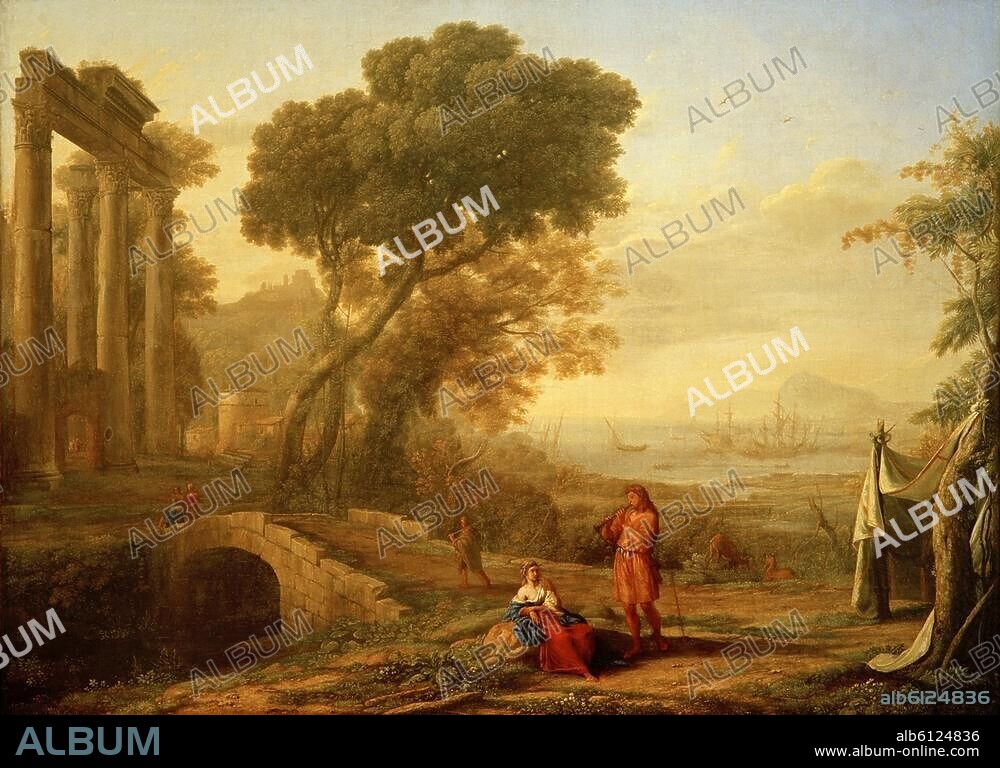 Lorrain, Claude, eigentl. Claude Gellée. 1600-1682. "Italienische Küstenlandschaft im Morgenlicht", 1642. Öl auf Leinwand, 99,8 × 135,3 cm. Inv. Nr. 448B.