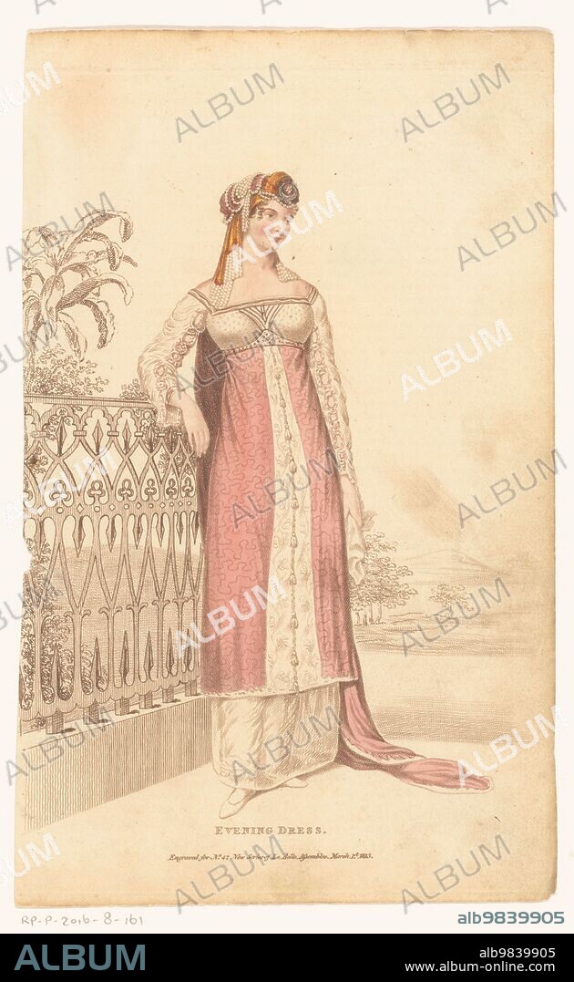 ANON. La Belle Assemblee, March 1 1813, No. 42 (New Series): Evening Dress, 1813. Print from the fashion magazine La Belle Assemblee, Or Bell's Court and Fashionable Magazine Addressed Particularly to the Ladies (1806-1832).