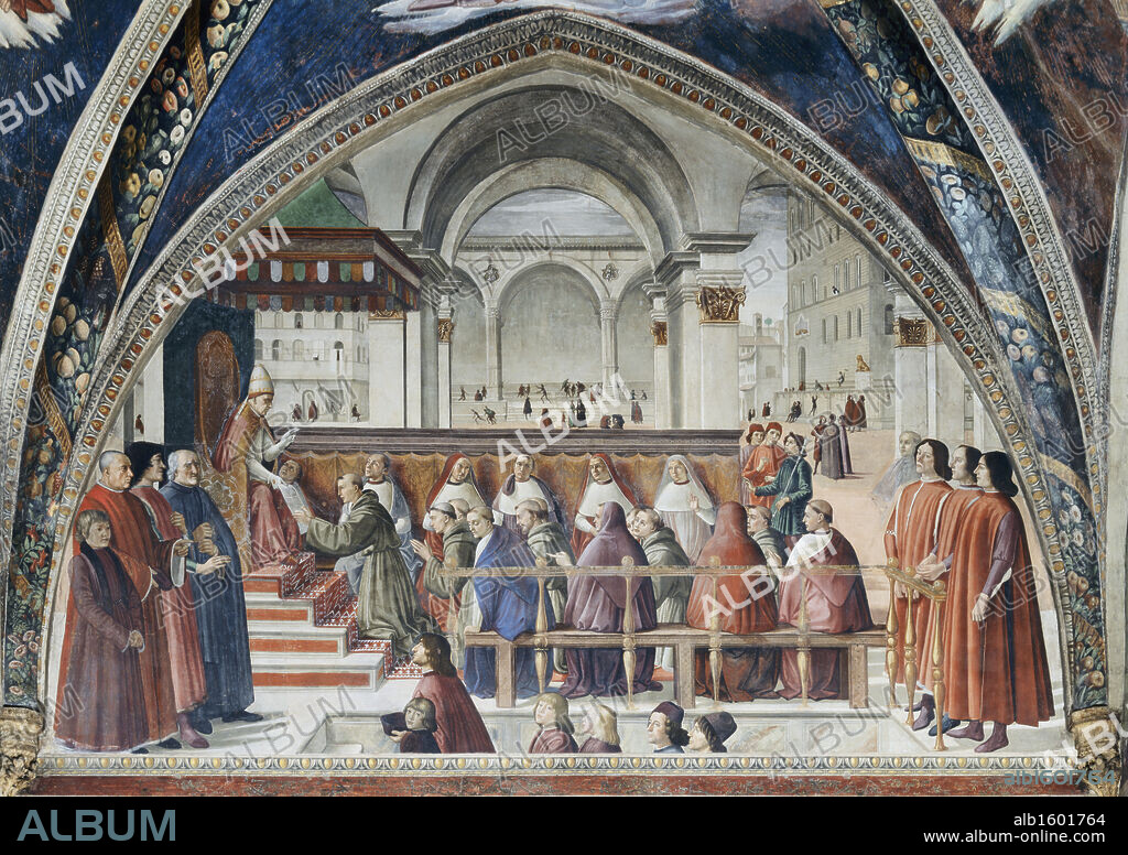 Confirmation of the Order of Saint Francis   Domenico Ghirlandaio (1449-1494 Italian)  Sassetti Chapel, Santa Trinita, Florence, Italy.