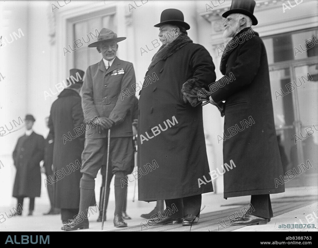 HARRIS & EWING. Sir Robert Baden-Powell, William Howard Taft and James Bryce, 1911. [British founder of the Boy Scouts movement Robert Baden-Powell; US President William Howard Taft; British ambassador to the United States James Bryce, 1st Viscount Bryce].