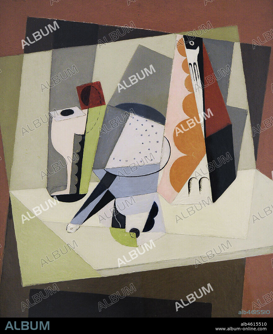 MARÍA BLANCHARD (1881-1932). SPANISH PAINTER.. María Blanchard (María Gutiérrez Blanchard) (1881-1932). Pintora española. Nature morte cubiste (Naturaleza muerta cubista), h. 1919. Oleo sobre lienzo, 54 x 32 cm. Museo Nacional Centro de Arte Reina Sofía. Madrid. España. (En depósito, Colección Telefónica).