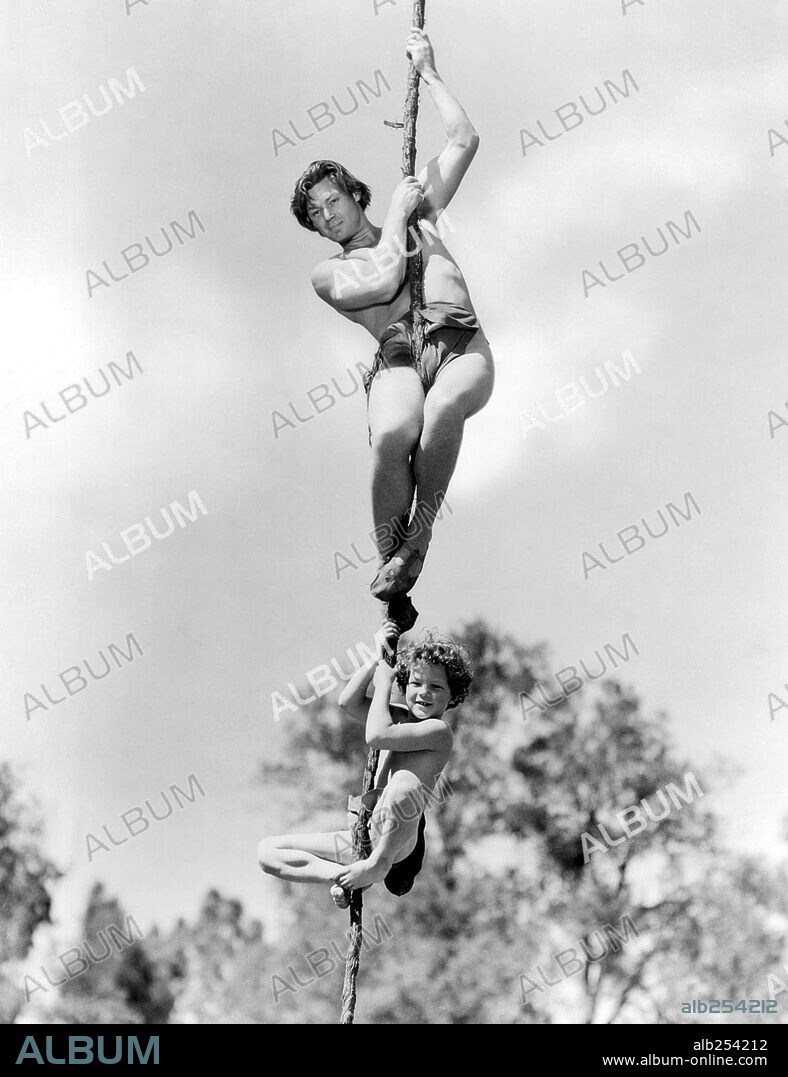 JOHNNY SHEFFIELD und JOHNNY WEISSMULLER in TARZAN FINDS A SON!, 1939, unter der Regie von RICHARD THORPE. Copyright M.G.M.