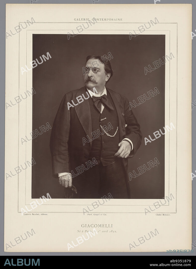 Portrait of H. Giacomelli, born in Paris, on February 1, 1822, Galérie contemporaine, litéraire, artistique (series title), Ferdinand Mulnier (mentioned on object), printer: Goupil & Cie. (mentioned on object), Paris, in or after 1876 - in or before 1884, paper, photographic support, height 225 mm × width 188 mmheight 342 mm × width 256 mm.