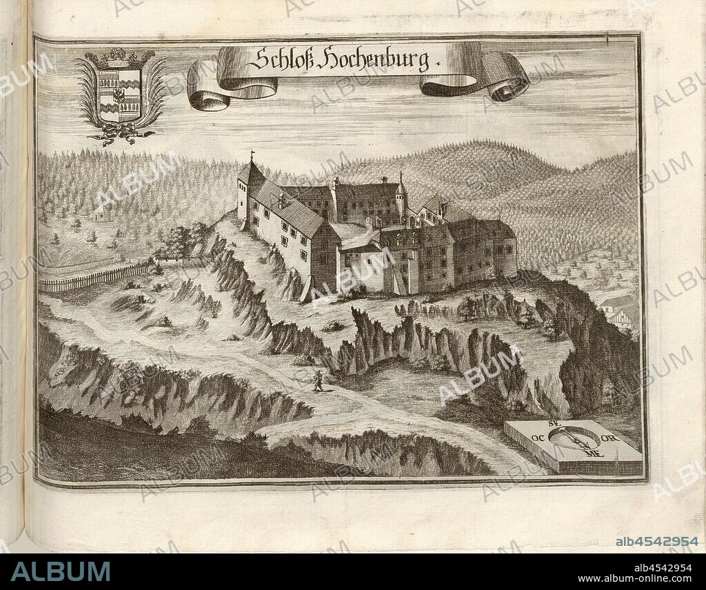 Castle Hochenburg, Hohenburg Castle and Castle in Lenggries in Bavaria (Germany), Fig. 203, p. 108, Wening, Michael (del. et sc.), 1701, Michael Wening: Historico-topographica descriptio. Das ist: Beschreibung, dess Churfürsten- und Hertzogthumbs Ober- und Nidern Bayrn, welches in vier Theil oder Rennt-Aembter, als Oberlands München und Burgkhausen, Underlands aber in Landshuet unnd Straubing abgetheilt ist [...]. Thail 1. München: bey Johann Lucas Straub, gem: lobl. Landtschafft Buchtruckern, anno M.DCCI. [1701].