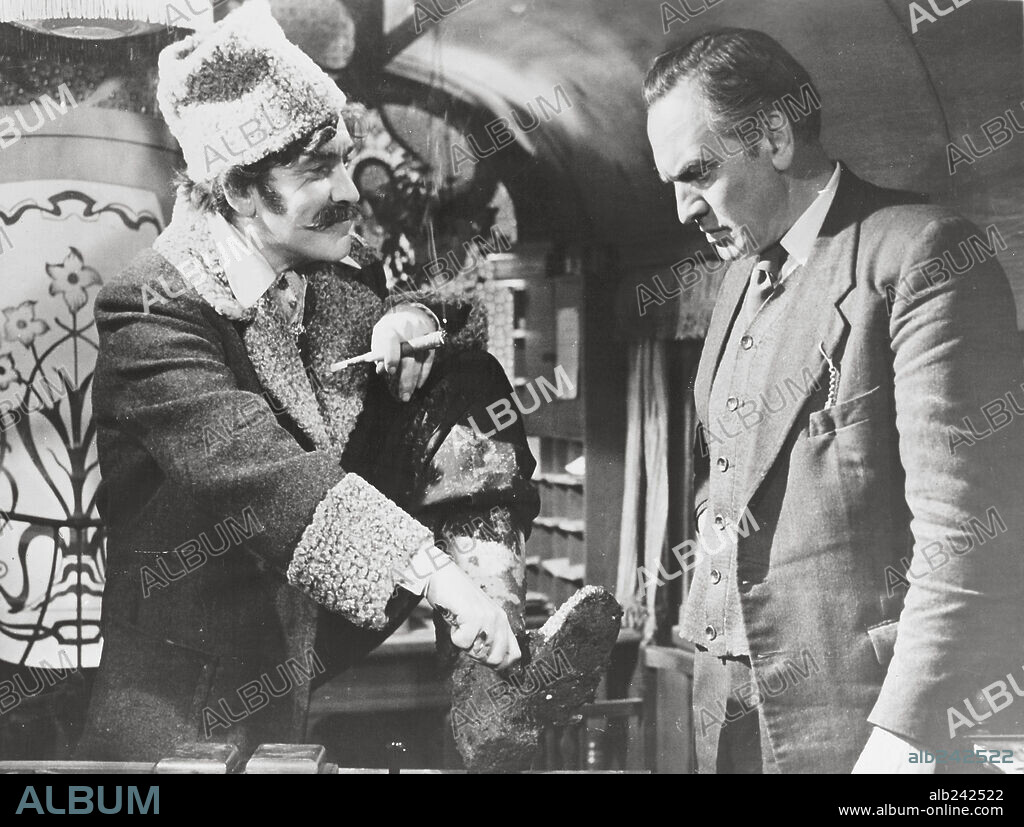 FREDRIC MARCH and ROBERT BEATTY in MAN ON A TIGHTROPE, 1953, directed by ELIA KAZAN. Copyright 20TH CENTURY FOX.