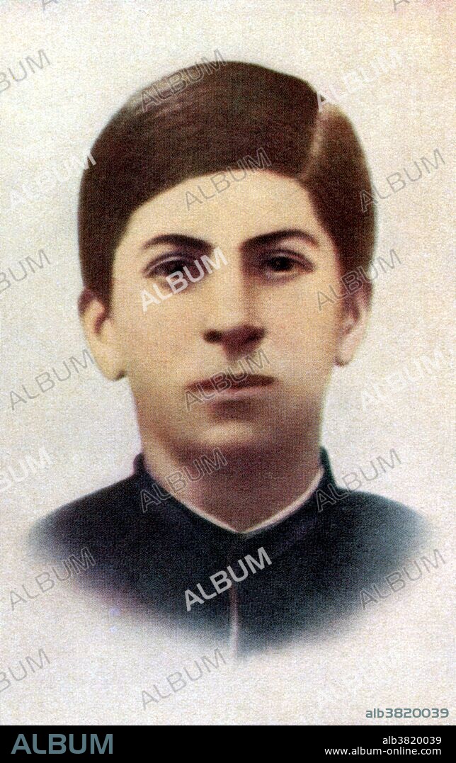 Stalin (age 15) in 1893 when pupil of the Gori clerical school. Joseph Vissarionovich Stalin (December 18, 1878 - March 5, 1953) was the Premier of the USSR from 1941-53. He was among the Bolshevik revolutionaries who brought about the October Revolution in Russia in 1917. In 1928, he launched a period of industrialization and collectivization in the countryside, rapidly transforming the USSR from an agrarian society into an industrial power. In 1937-38, a campaign against alleged enemies of the Stalinist regime culminated in the Great Purge, in which hundreds of thousands of people were executed. Having played a decisive role in the Allied victory against Germany, the USSR emerged as a recognized superpower after the war. He led the USSR during the period of post-war reconstruction and launched the Great Construction Projects of Communism and the Great Plan for the Transformation of Nature. He died in1953, at the age of 74. Modern views of Stalin in the Russian Federation and the world remain mixed, with some viewing him as a tyrant and mass murderer, others as a capable and necessary leader for the time.