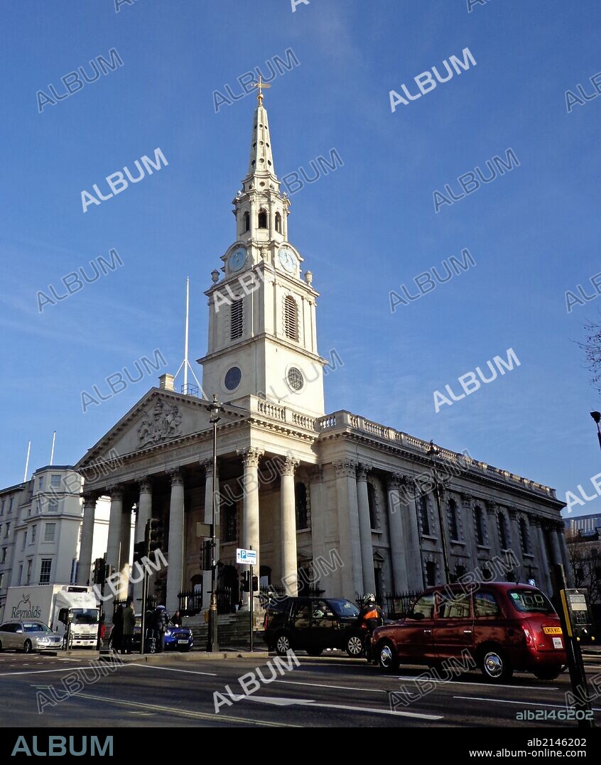 St Martins in the fields church, Trafalgar Square, London. Anglican church. Built before 1222 AD, Rebuilt in 1542, and enlarged to it's current size in the 17th century. (Photo by: Universal History Archive/UIG via Getty Images).