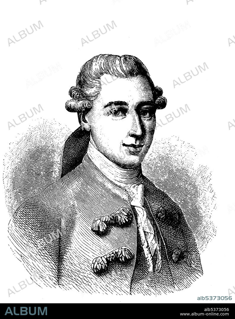 Johann Friedrich Struensee, 1737 - 1772, doctor and minister at the Danish court, historical woodcut, circa 1880
