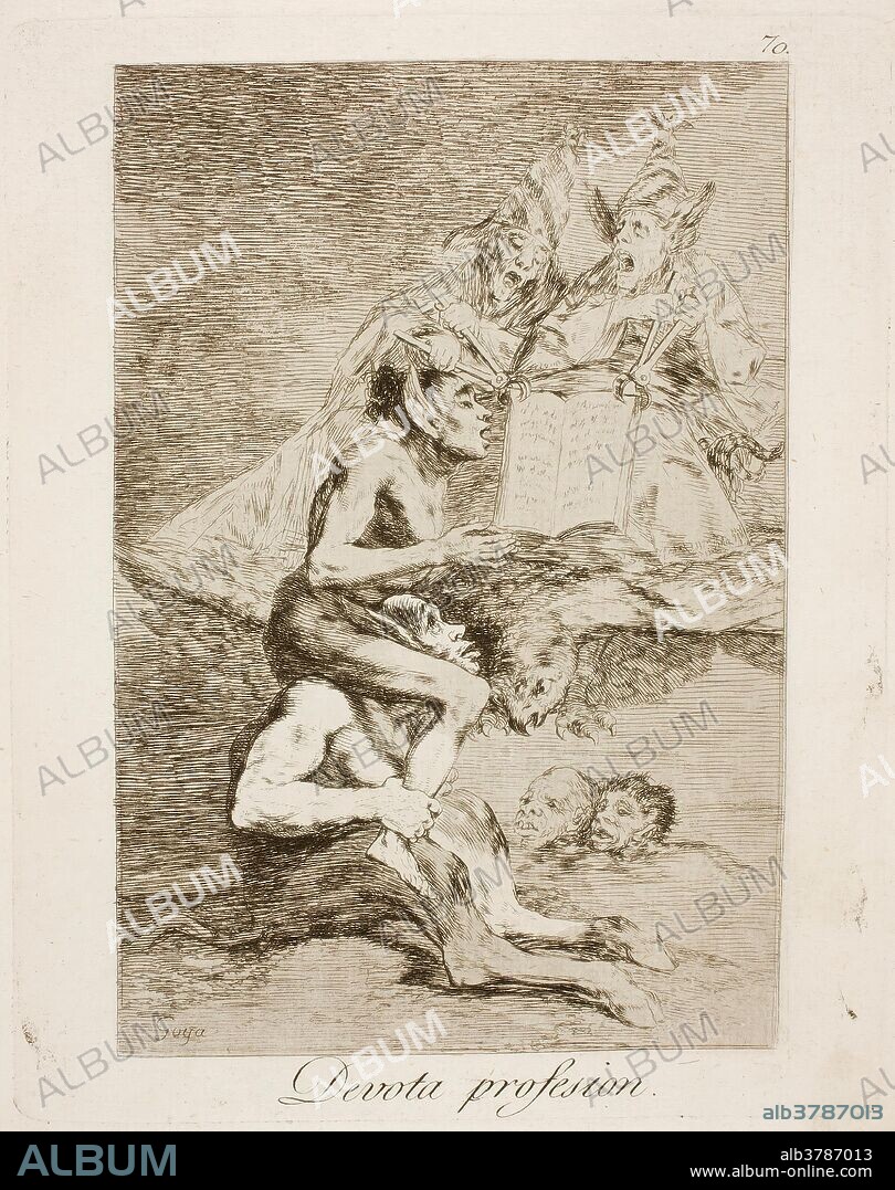 Francisco de Goya y Lucientes / 'Devout profession'. 1797 - 1799. Etching, Aquatint, Drypoint on ivory laid paper.