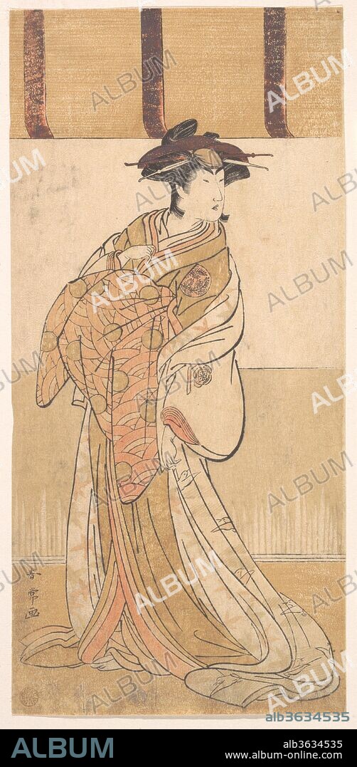 Nakamura Riko in the Role of Oiso no Tora. Artist: Katsukawa Shunjo (Japanese, died 1787). Culture: Japan. Dimensions: 11 7/8 x 5 5/8 in. (30.2 x 14.3 cm). Date: 2nd month, 1782.