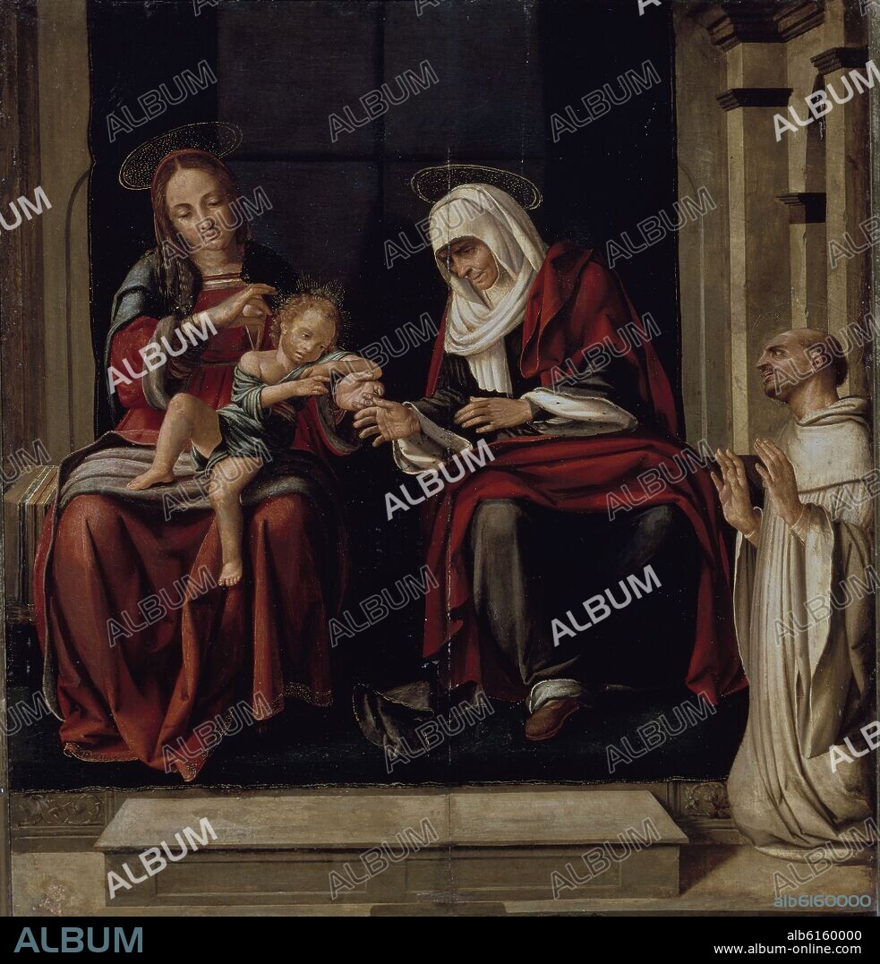FERNANDO YAÑEZ DE ALMEDINA (1480-1536). VIRGEN,NIÑO Y STA ANA CON SAN BERNARDO.