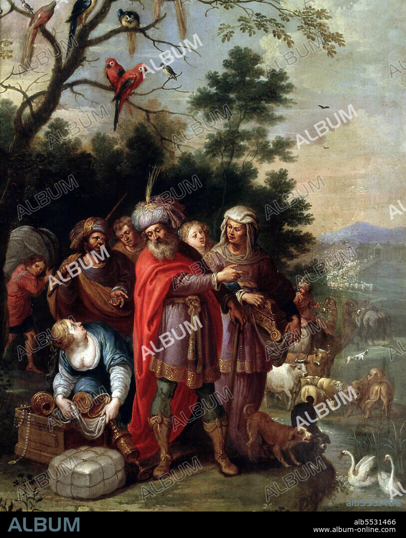 FRANS FRANCKEN I. NOE. PATRIARCA BIBLICO. " NOE PREPARANDO EL ARCA ". OLEO DE FRANCKEN II " EL MOZO ". MUSEO BELLAS ARTES SAN FERNANDO . MADRID.