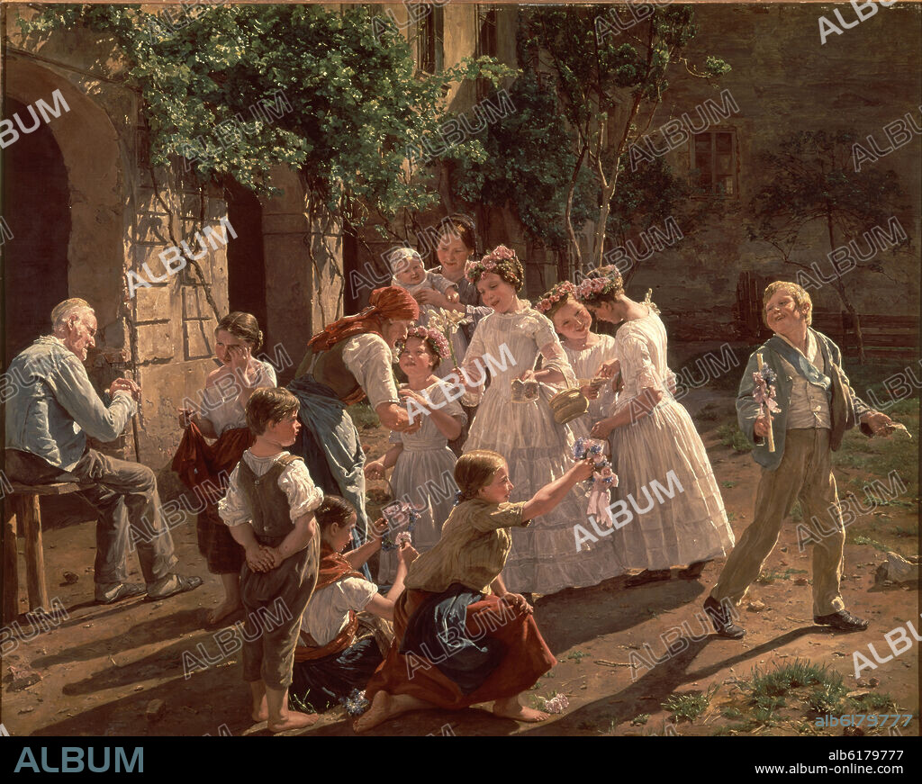 FERDINAND WALDMÜLLER (1793-1865). BODA DE ALDEA - SIGLO XIX - O/L - PINTURA AUSTRIACA-ESTILO BIDERMEIER.