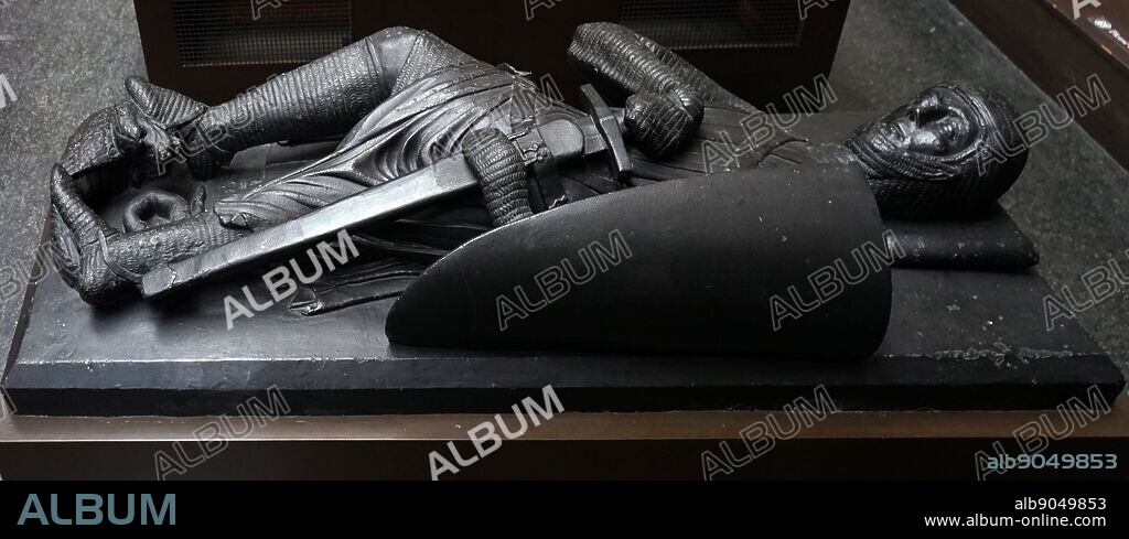 Possible monument, in Reigate stone, of Gilbert Marshal, 4th Earl of Pembroke (1194-1241) at the Temple Church in London. Dated 13th Century.