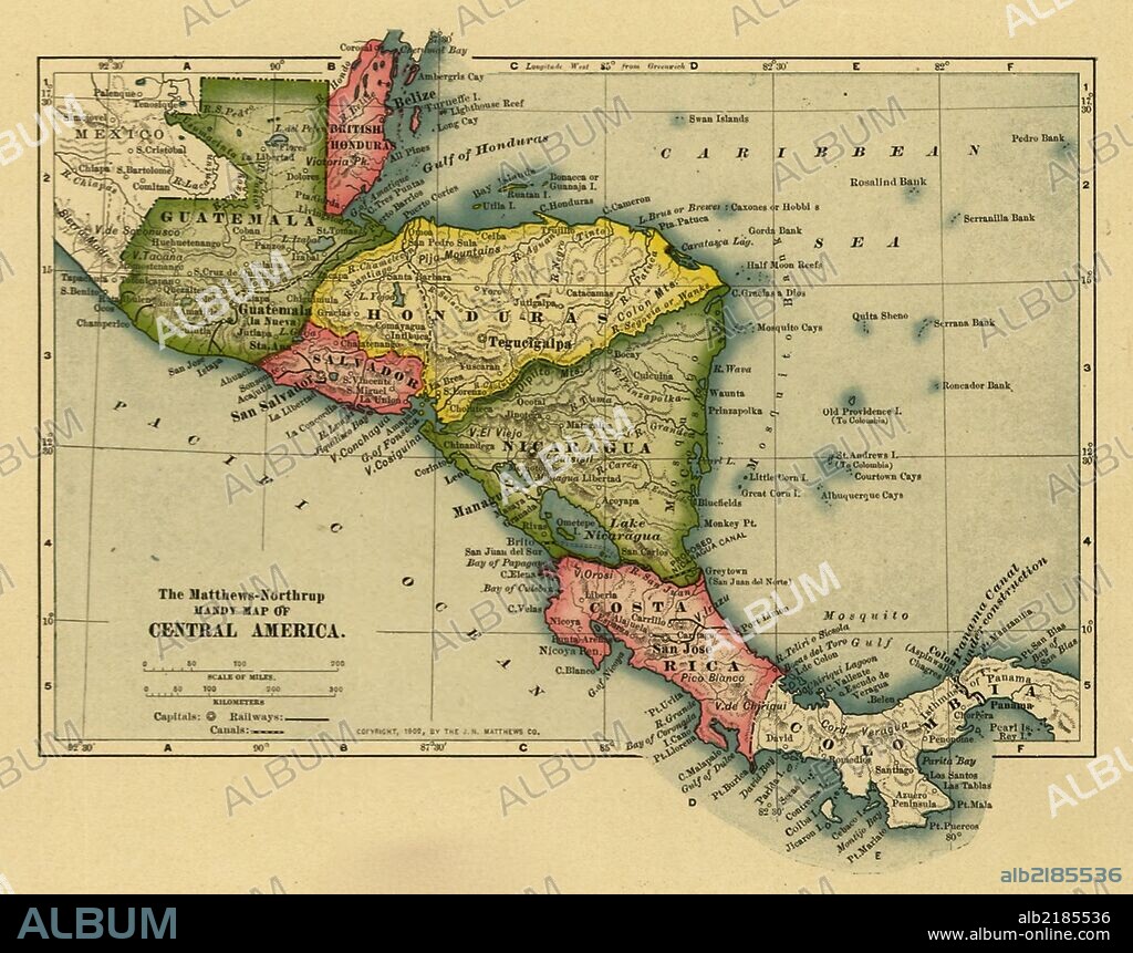 The Matthews-Northrup handy map of Central America.