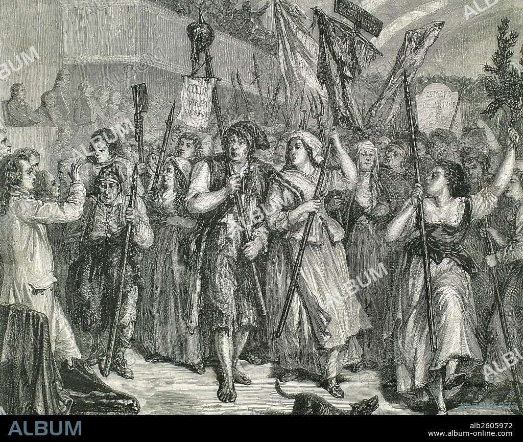 Demostration of 20 June 1792. French Revolution. Sans-Culottes entering Legislative Assembly. Engraving.