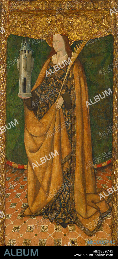 UNKNOWN. Saint Barbara. Date/Period: Third quarter of 15th century. Painting. Tempera and gold leaf on wood. Height: 1,715 mm (67.51 in); Width: 835 mm (32.87 in).