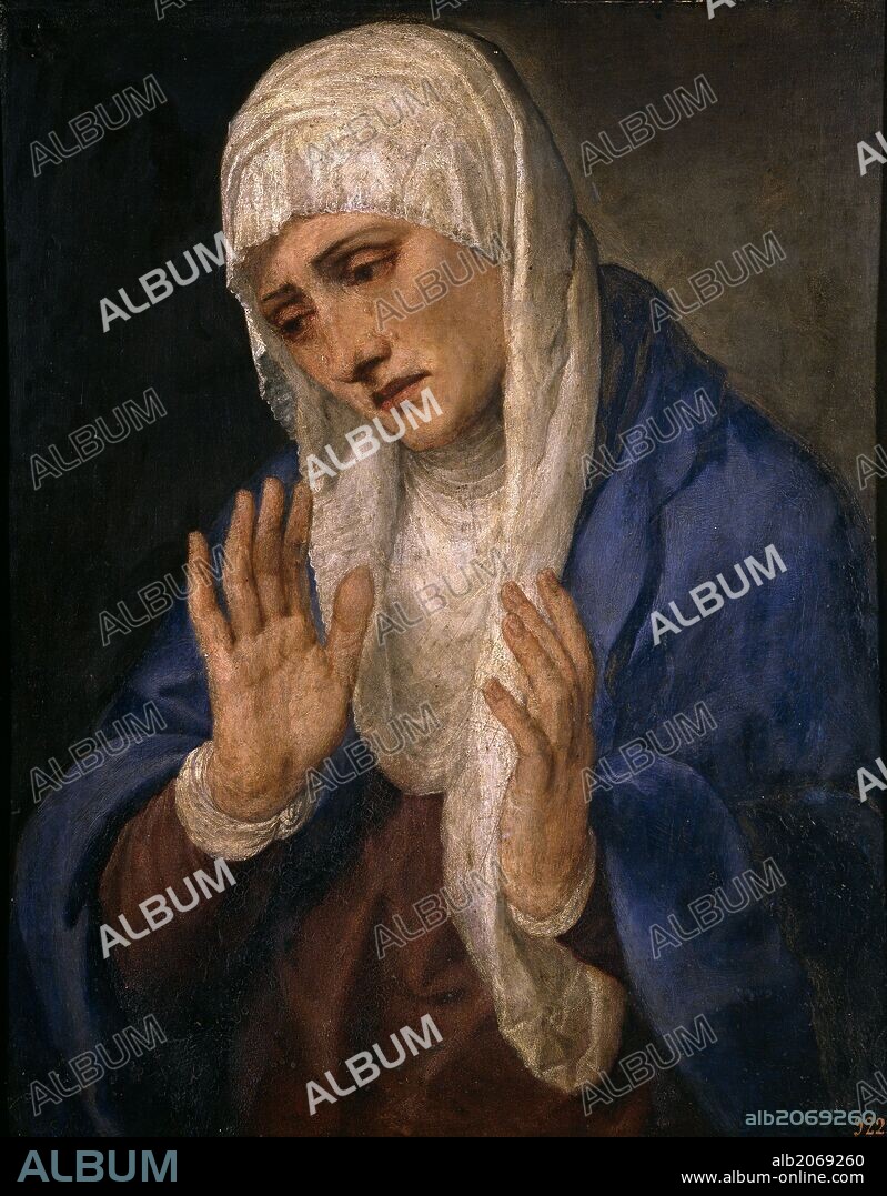 Vecellio di Gregorio Tiziano / 'Dolorosa con las manos abiertas', 1555, Escuela Italiana, Óleo, 68 cm x 53 cm, P00444.