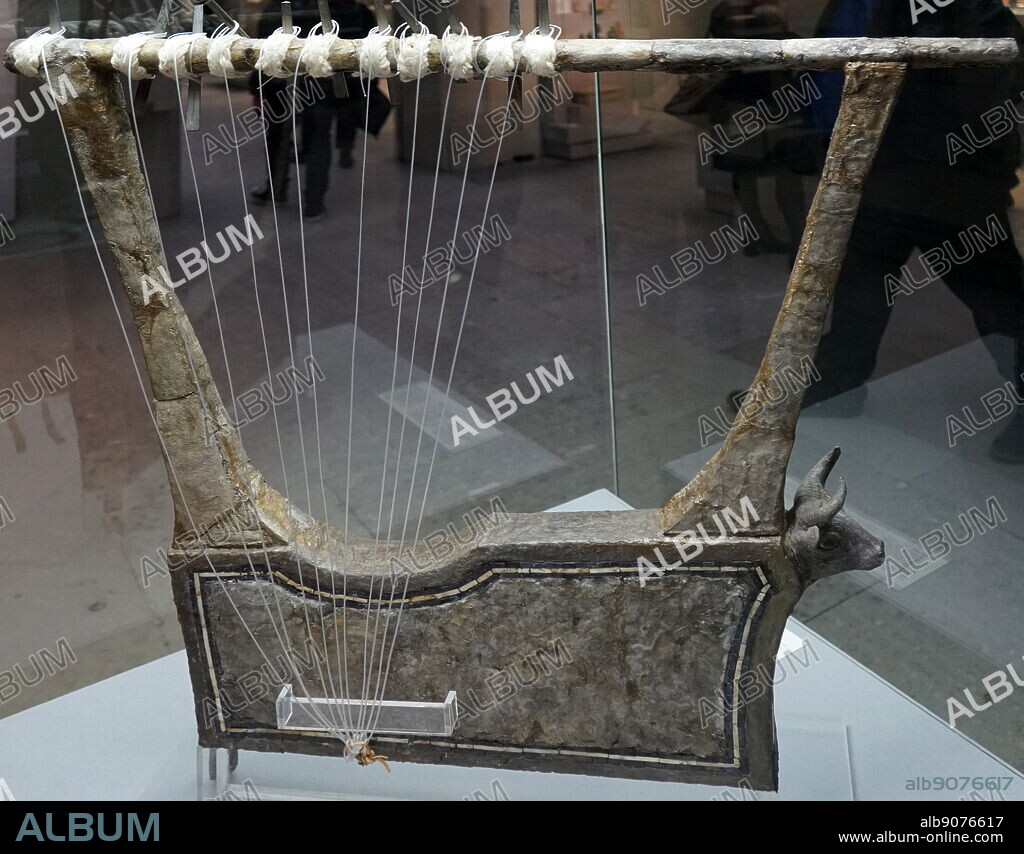 The Queen's Lyre found in the tomb of Queen Puabi, an important person in the Sumerian city of Ur. Dated 27th Century BC.