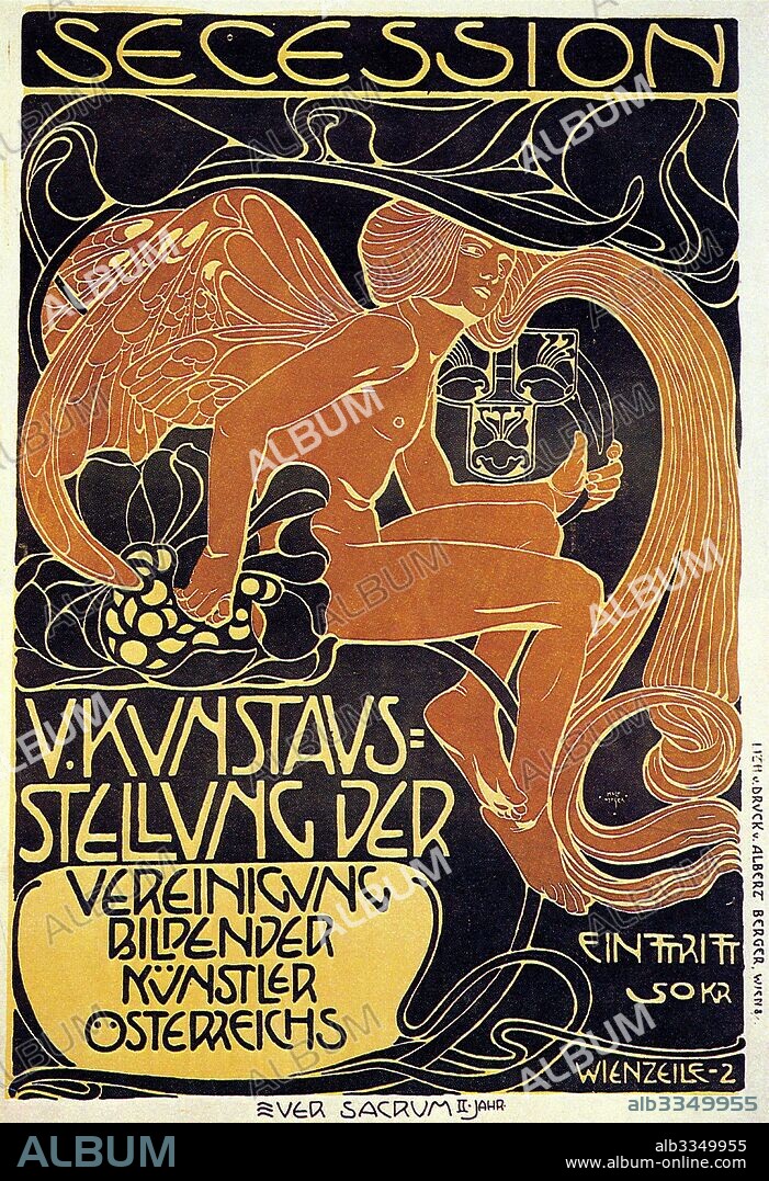KOLOMAN MOSER. Vienna Secession, Fifth Exhibition poster.