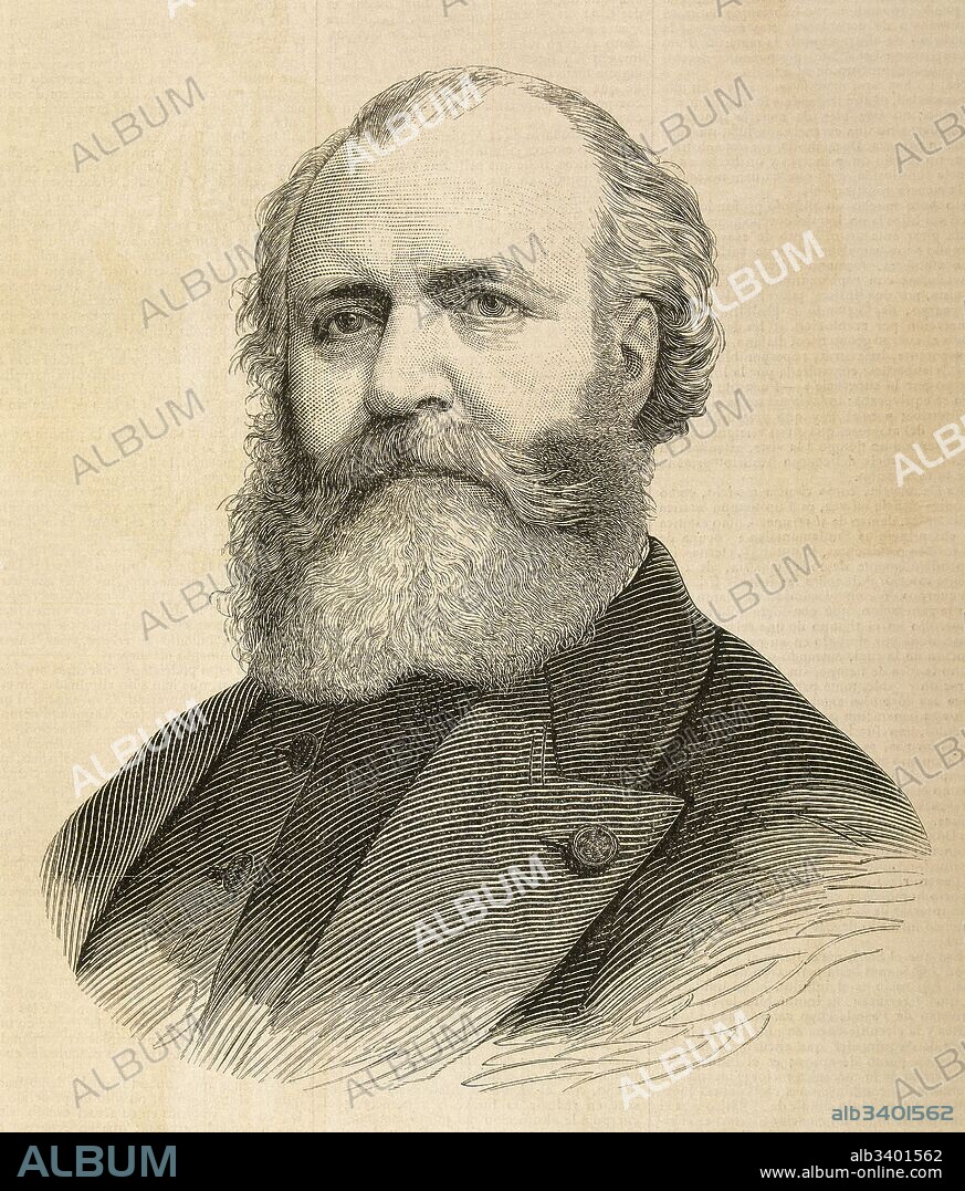 Charles Gounod (Charles-François Gounod) (París, 1818-París, 1893). Compositor francés. Grabado. Revista "La Academia". Siglo XIX.
