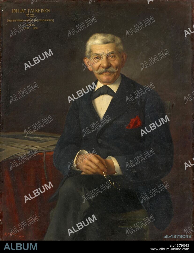 Portrait of the engraver Johann Jakob Falkeisen, 1882, oil on canvas, 110 x 82 cm, signed and dated lower left: A. Höflinger, 1882, inscribed top left: JOH., JAC, ., FALKEISEN, geb., 1804, † 1883, Conservator of the public., Art Collection, in, BASEL, 1859 - 1883, Albert Höflinger, Neustadt 1855–1936 Basel.