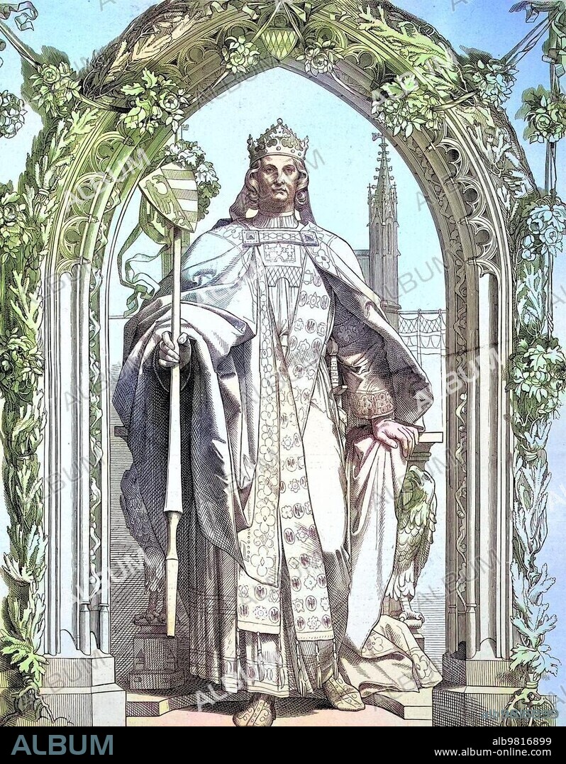 Louis IV; called the Bavarian; from the House of Wittelsbach; was King of the Romans from 1314; King of Italy from 1327 and Holy Roman Emperor from 1328; Historical; digitally restored reproduction of a 19th century original.