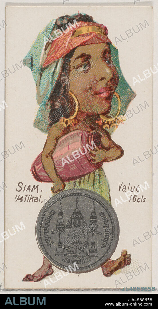 Siam, 1/4 Tikal, from the series Coins of All Nations (N72, variation 1) for Duke brand cigarettes, 1889.