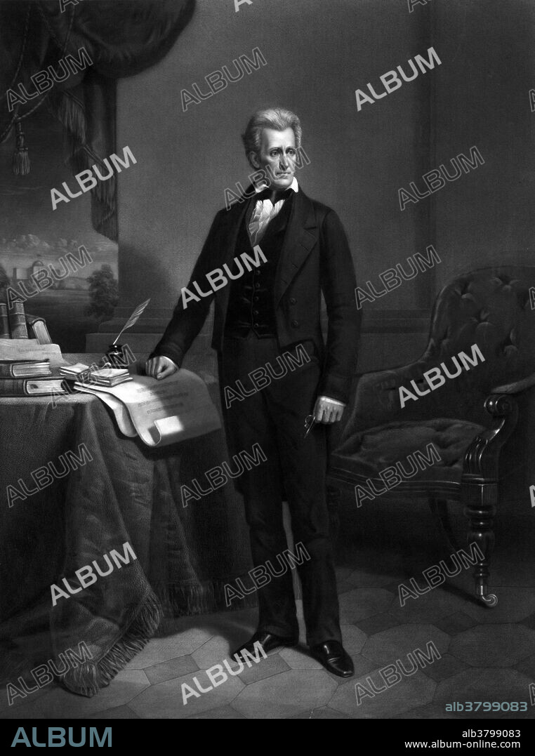 Andrew Jackson (March 15, 1767 - June 8, 1845) was the seventh President of the United States (1829-37). He was a politician and army general who defeated the Creek Indians at the Battle of Horseshoe Bend (1814), and the British at the Battle of New Orleans (1815). A polarizing figure who dominated the Second Party System in the 1820s and 1830s. As president he destroyed the national bank and relocated most Indian tribes from the Southeast to west of the Mississippi River. His enthusiastic followers created the modern Democratic Party. He supported a small and limited federal government. He strengthened the power of the presidency, which he saw as spokesman for the entire population. Jackson was nicknamed "Old Hickory" because of his toughness and aggressive personality; he fought in duels, some fatal to his opponents. He died in 1845, at the age of 78, of chronic tuberculosis, dropsy, and heart failure. His portrait appears on the US $20 dollar bill.