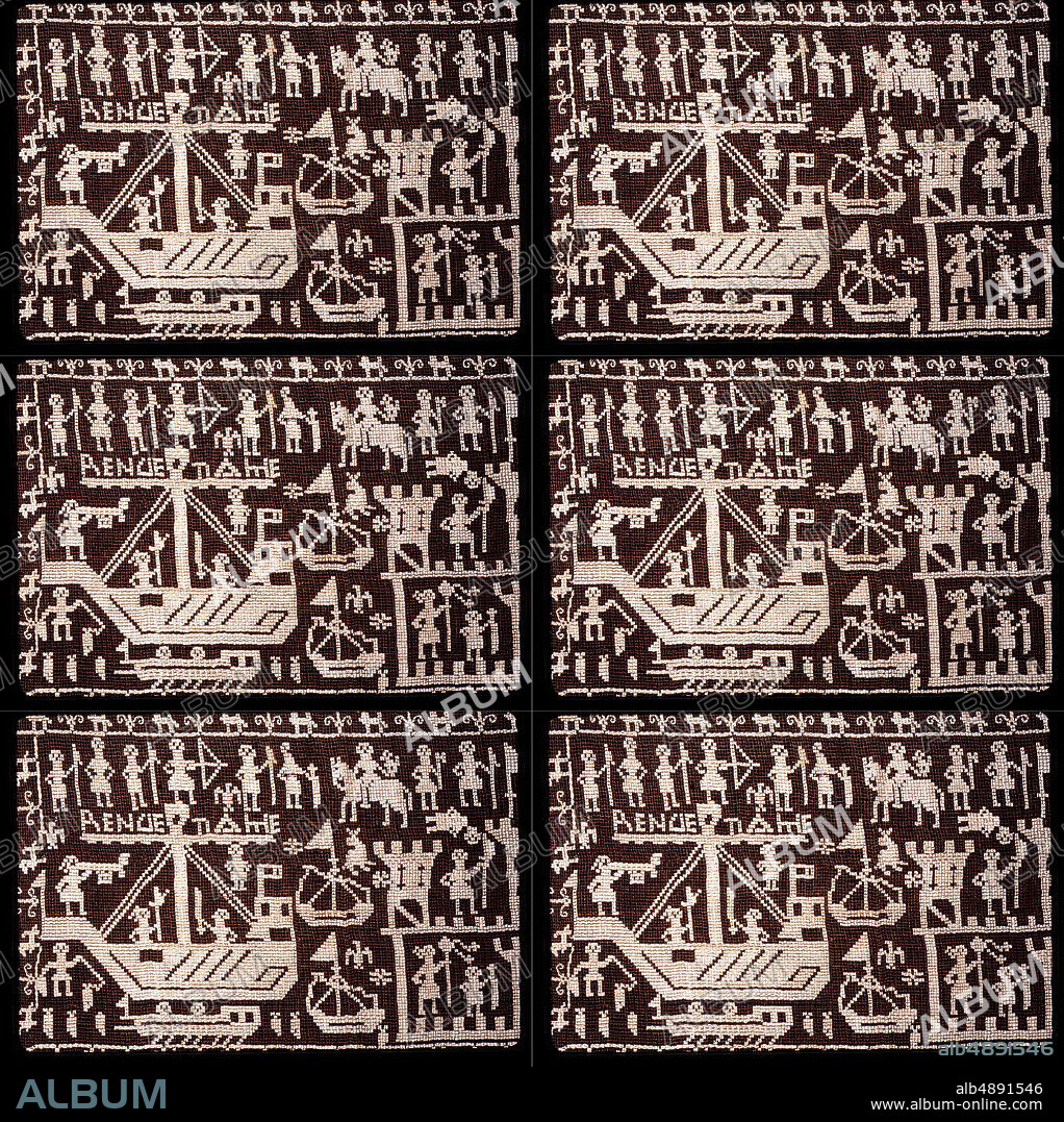 Border, Italian, possibly Sardinia, 16th century, Italian, possibly  Sardinia, Embroidered net, buratto, L. 32 x W. 10 1/2 inches, 81.3 x 26.7 cm,  Textiles-Laces. - Album alb4891546