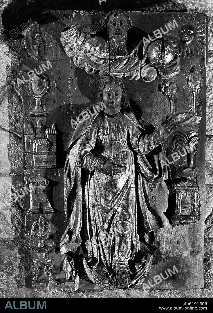 VIRGEN MARIA JUNTO A DIOS PADRE - FOTOGRAFIA EN BLANCO Y NEGRO - AÑOS 50.