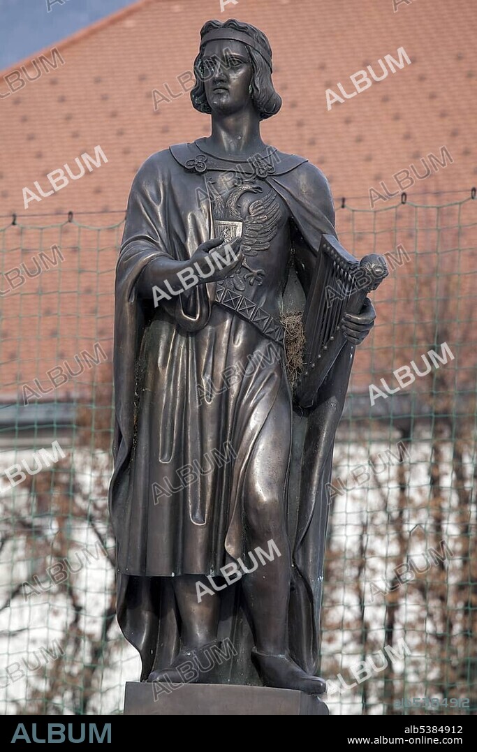 Walther von der Vogelweide, German poet, statue, provincial capital Innsbruck, Tyrol, Austria, Europe.