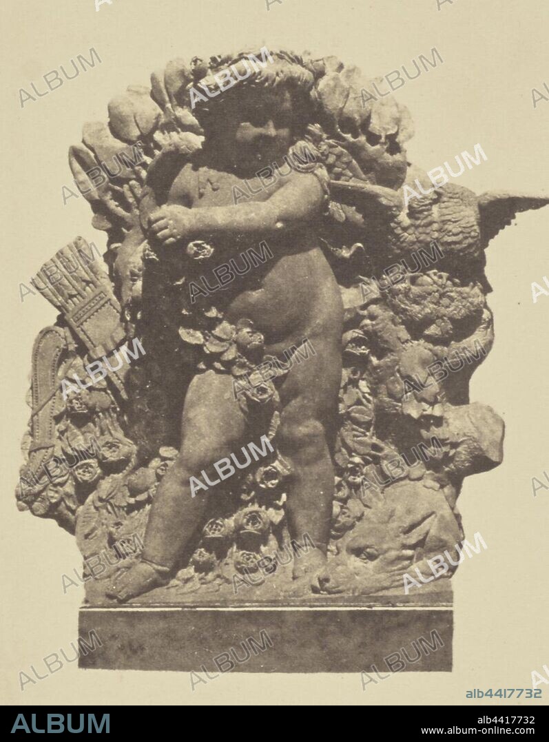 Le Printemps, Sculpture by Adrien Fourdrin, Decoration of the Louvre, Paris, Édouard Baldus (French, born Germany, 1813 - 1889), Paris, France, 1852–1857, Salted paper print, 10.9 × 8.5 cm (4 5/16 × 3 3/8 in.).