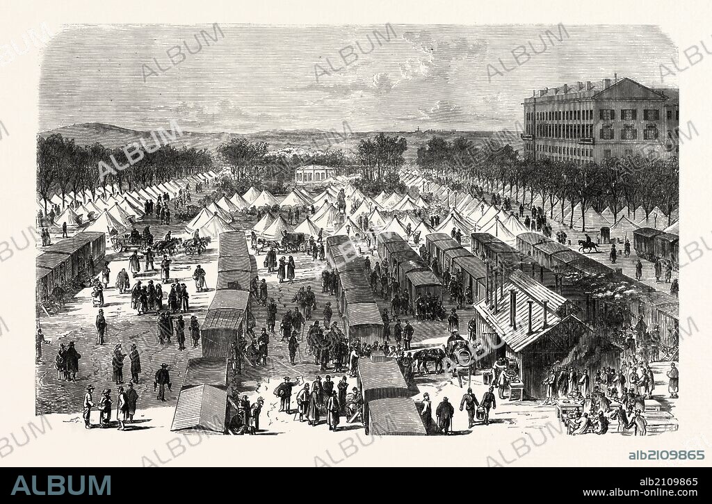 FRANCO-PRUSSIAN WAR: ESTABLISHED HOSPITAL IN TENTS AND IN CARS, THE ESPLANADE OF METZ, NOVEMBER 1, AFTER THE SURRENDER 1870.