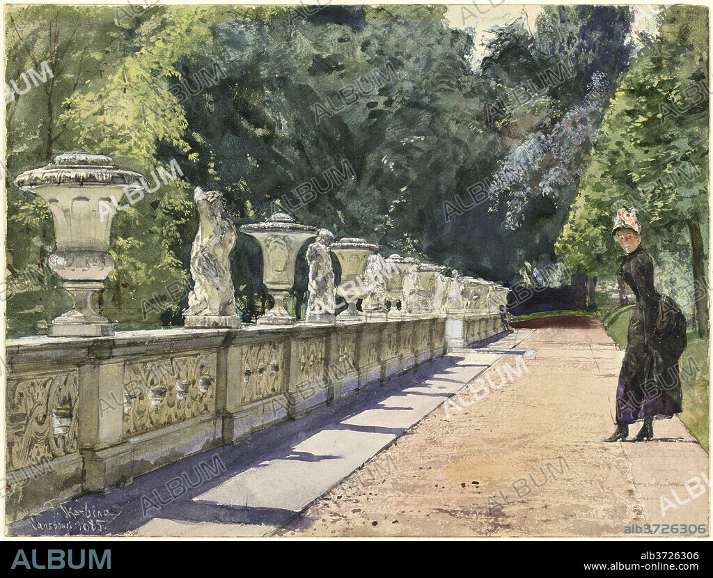 FRANZ SKARBINA. A Promenade in the Park at Sanssouci. Dated: 1885. Dimensions: overall: 23.2 x 30.6 cm (9 1/8 x 12 1/16 in.). Medium: watercolor and gouache over graphite on wove paper.