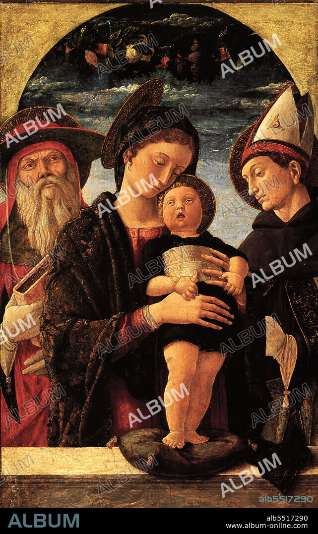 Andrea Mantegna / Madonna and Child with saints Jerome and Louis, circa 1455. 67 cm x 43 cm.
