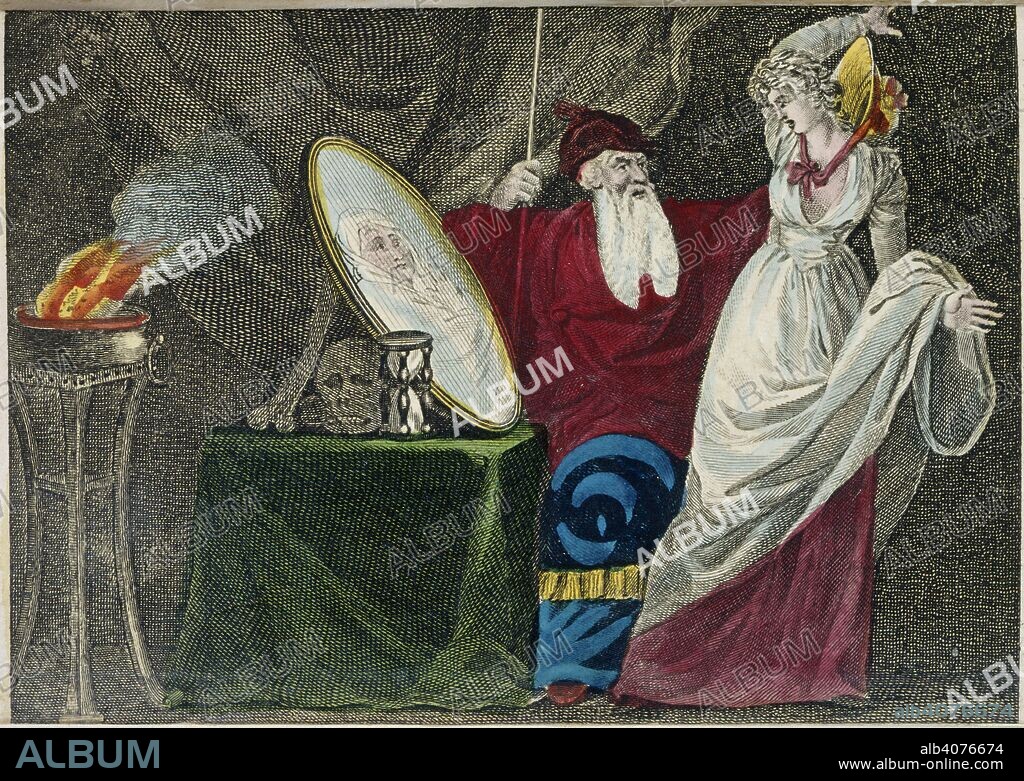 GIUSEPPE PINETTI. A conjuror and his assistant. The Conjuror's Repository; or, the whole art and mystery of magic displayed by Pinetti, Katterfelto, etc. T. & R. Hughes: London, [1795?]. Source: Cup.406.k.4, frontispiece. Language: English.