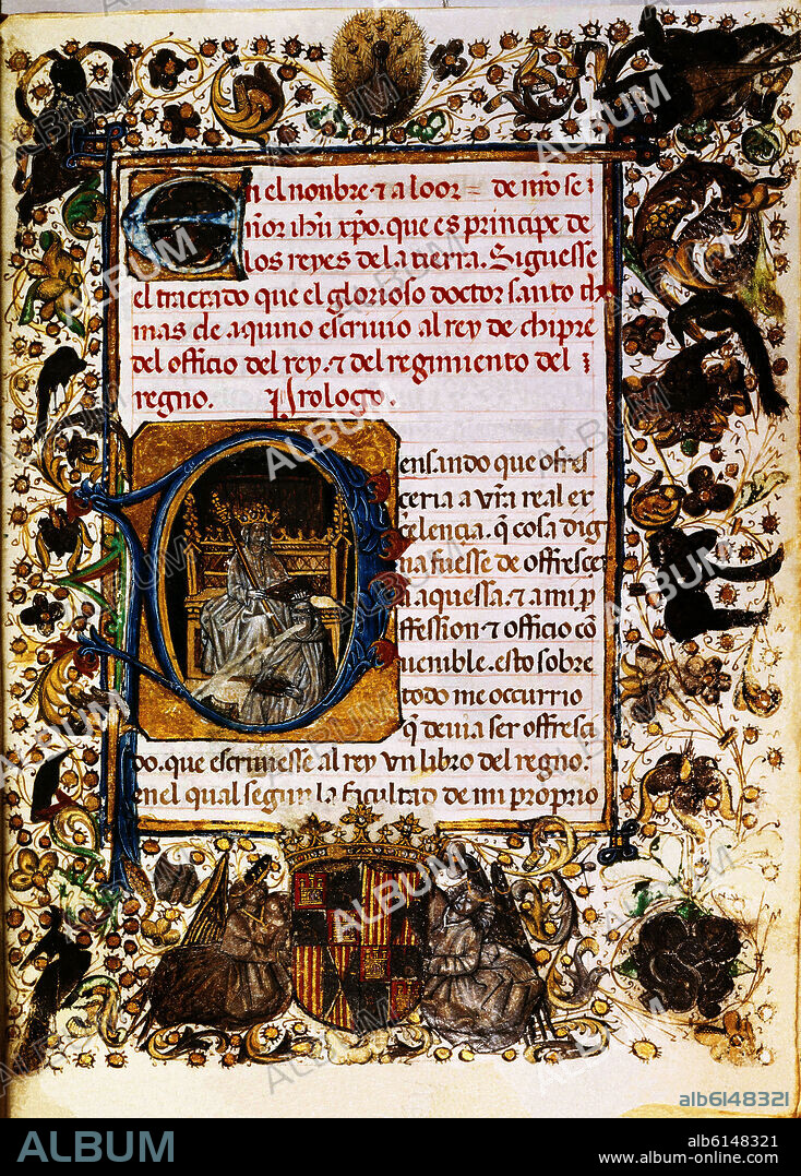 SANTO TOMAS DE AQUINO (1225-1274). INSTRUCCION DE PRINCIPES-TRADUCCION AL CASTELLANO-DEDICADO A ISABEL LA CATOLICA-  II-3569-F 6 S XV.