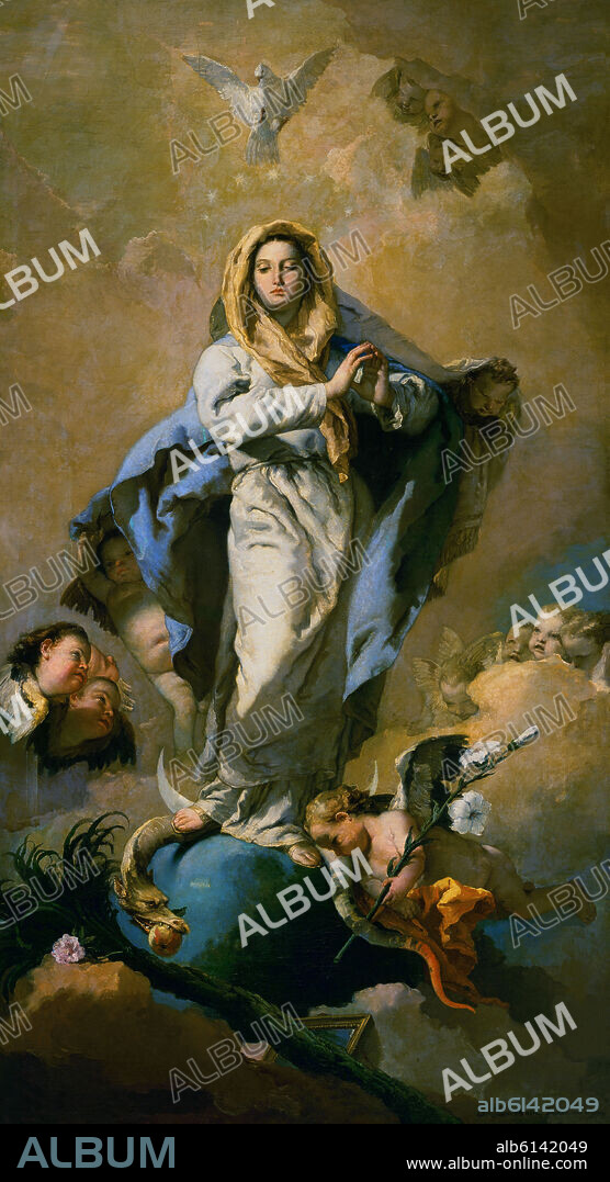 GIOVANNI BATTISTA TIEPOLO (1696-1770). 'The Immaculate Conception', 1767-1769, Italian School, Oil on canvas, 281 cm x 155 cm, P00363.