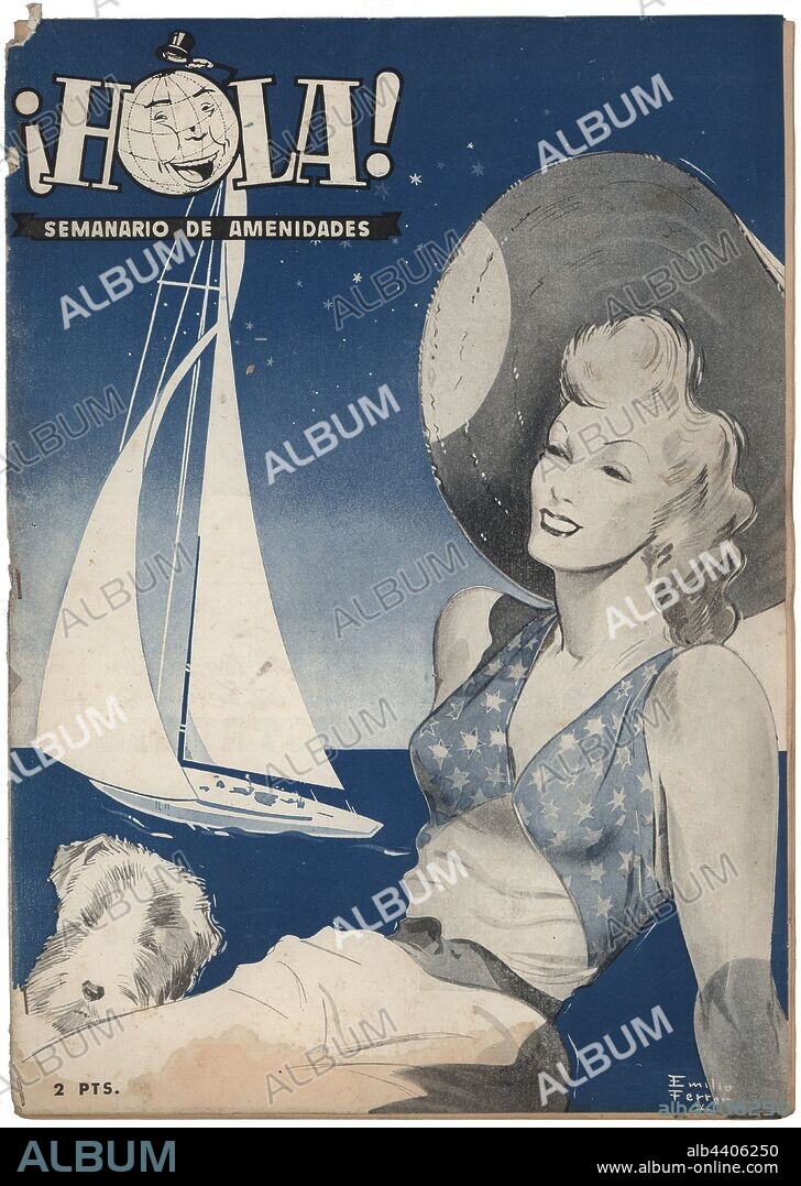 Portada del semanario de amenidades ¡Hola!, número uno, editada en Barcelona, septiembre de 1944.