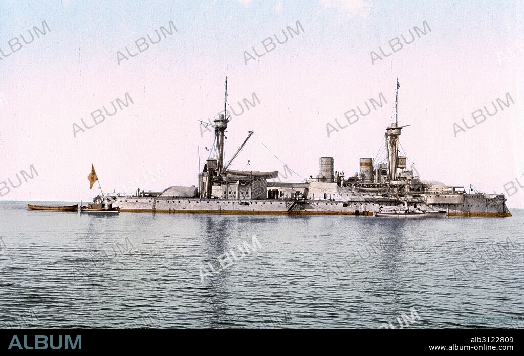 German war ironclad battleship, The 'Kurfurst Friedrich Wilhelm', Helgoland, Germany 1900.