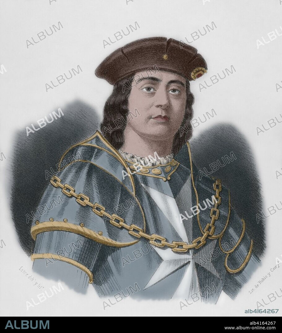 Hugo de Moncada (Chiva, provincia de Valencia, 1478-Salerno, Italia, 1528). General valenciano de Mar y Tierra, Virrey de Nápoles y de Sicilia. Litografía. Coloreada. Crónica General de España, Historia Ilustrada y Descriptiva de sus Provincias. Cataluña, 1866.