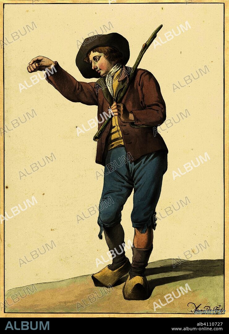 Country boy pointing with the right hand. Draughtsman: Aletta de Freij. Dating: 1778 - 1808. Measurements: h 284 mm × w 201 mm.