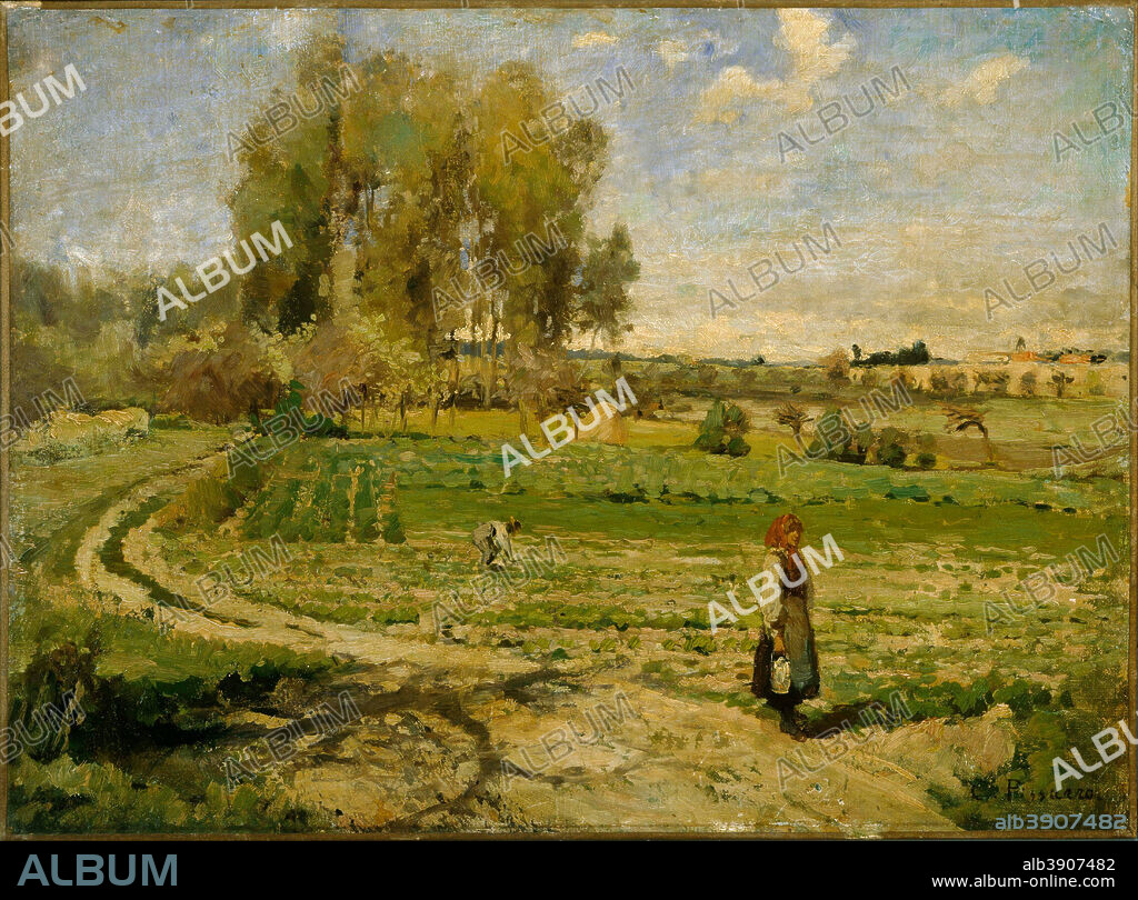 CAMILLE PISSARRO. Giverny. Painting. Oil on canvas. Height: 14.25 mm (0.56 in); Width: 19.25 mm (0.75 in).