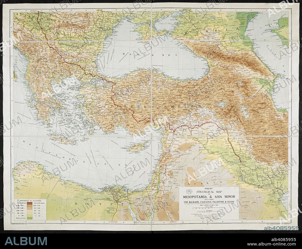 A strategical map of Mesopotamia and Asia Minor. Philips' strategical Map of Mesopotamia & Asia Minor, including the Balkans, Caucasus, Palestine & Egypt. Scale, 1 : 3,000,000, 48 miles = 1 inch). London : G. Philip & Son, [1917]. Source: Maps 48495.(24.). Language: English.