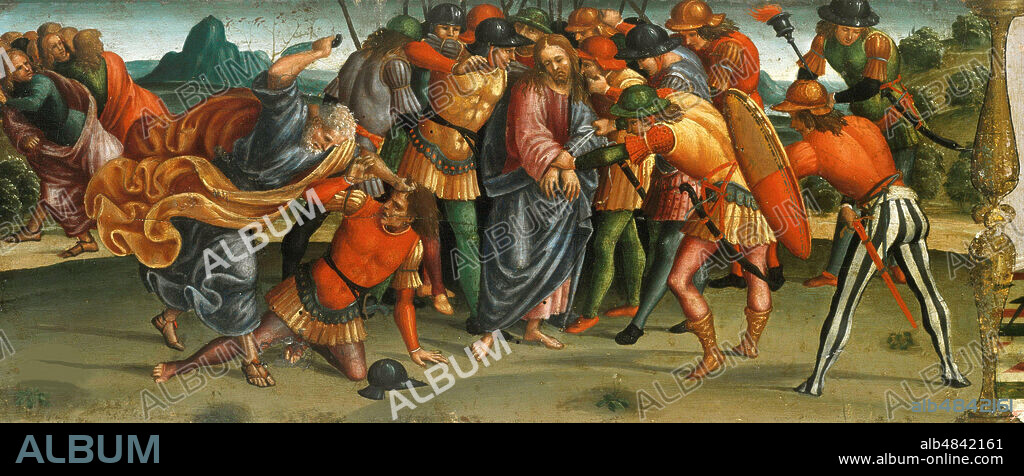 LUCA SIGNORELLI. The Capture of Christ. (Lamentation over the Dead Christ, Predella panel).